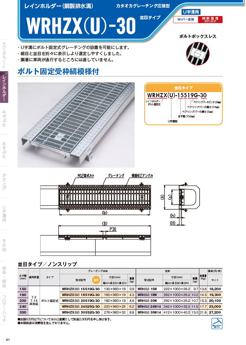 スチールグレーチングWシリーズ｜オンラインカタログ｜片岡産業株式